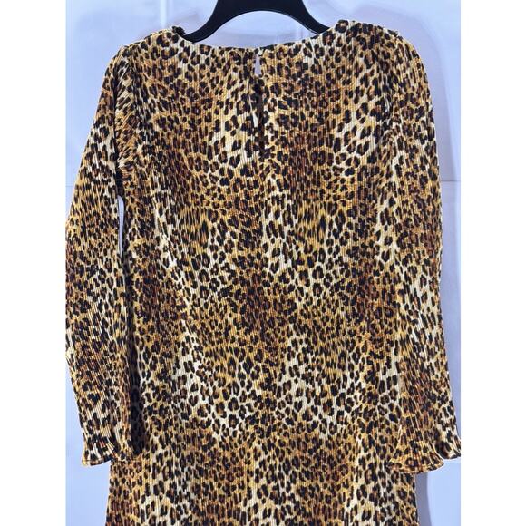 VIOLET ROMANCE Women's Brown Multi Leopard Print Plisse Midi Dress SZ 12 - Picture 5 of 10